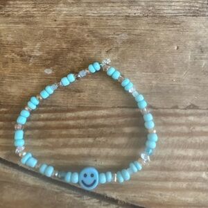Blue and Black Beaded Jewelry Bracelet with Natural Stone Look